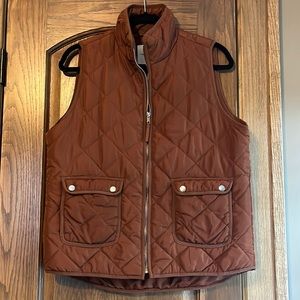 Thread and Supply quilted vest in rust color